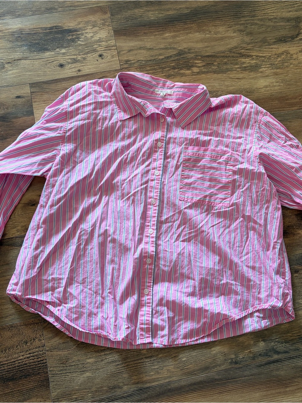 Maurices Pink & White Striped Button-Up Shirt